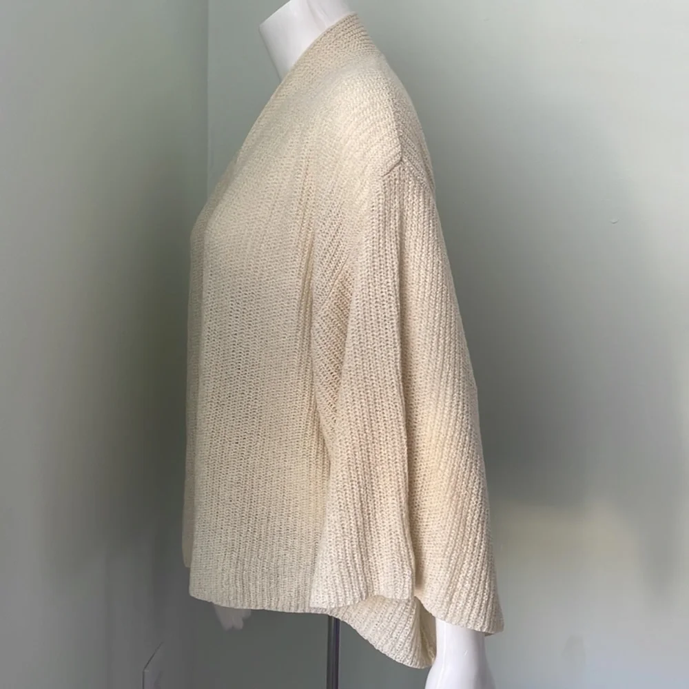 ANTHROPOLOGIE cream open weave loose kimono cardigan with wide sleeves one size